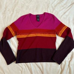 INC Petite Knit Colorblock Long Sleeve Top